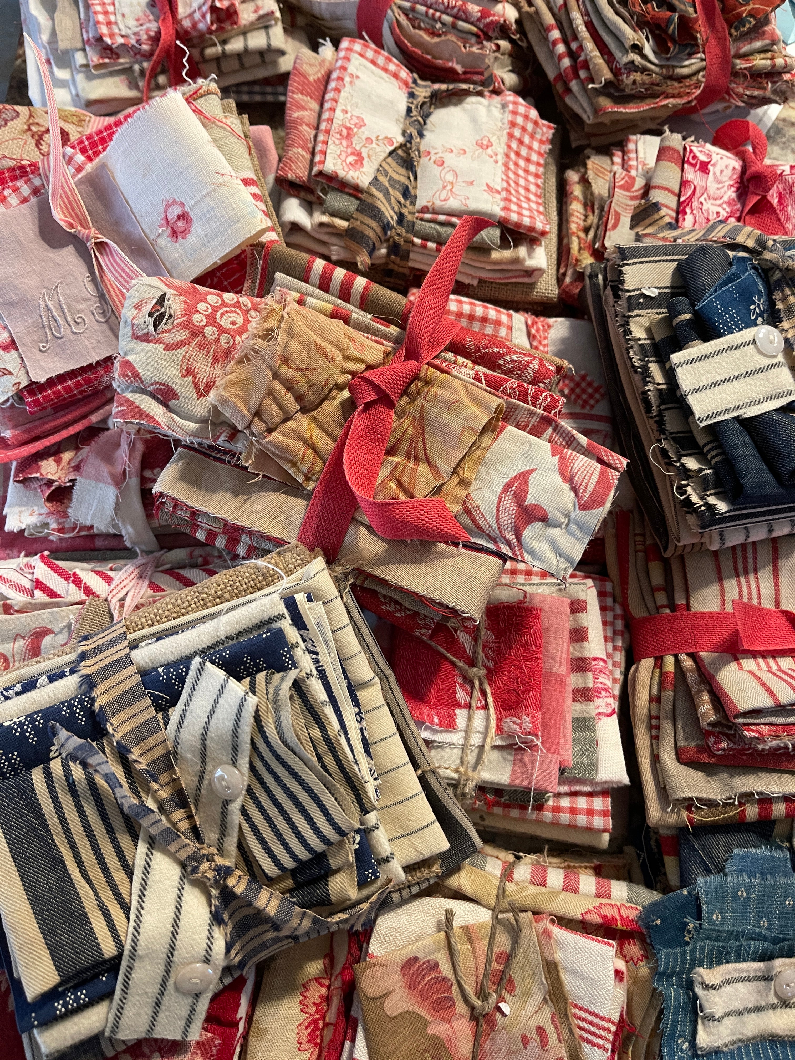 Antique French Red or Blue Scrap Bundles