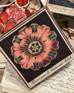 4" Square Italian Rosette Paper Mache Round Boxes