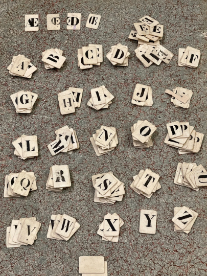 RARE Antique French Bone Alphabet Letters - Findings from France