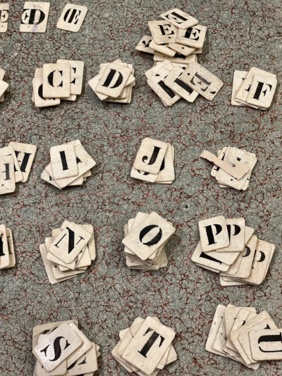 RARE Antique French Bone Alphabet Letters - Findings from France