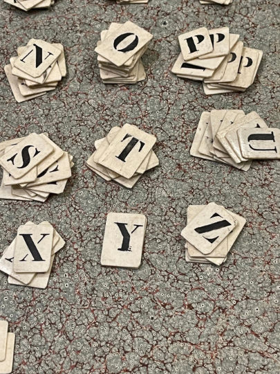 RARE Antique French Bone Alphabet Letters - Findings from France