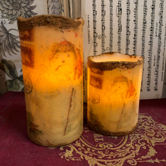 Flameless LED 4" or 6" Snowman Pillar candle with timer - C179