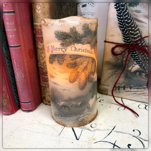 Flameless LED 4" or 6" Merry Christmas Pillar candle with timer - C204