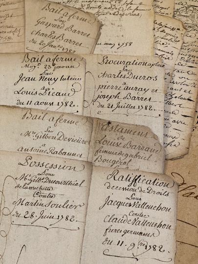 STUNNING 1700's Double Stamped Antique French Script Document Pages