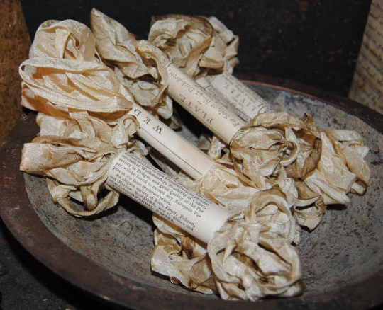 Distressed Aged Fresh Egg Ribbon Approximately 5 yards