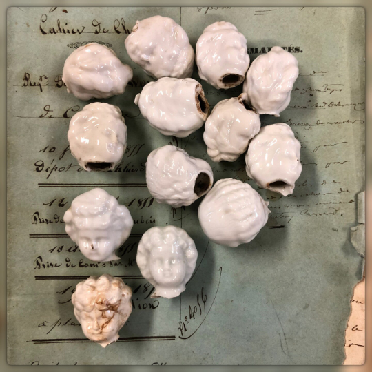 Vintage 1.1" -1.5" German Frozen Charlotte heads by way of France