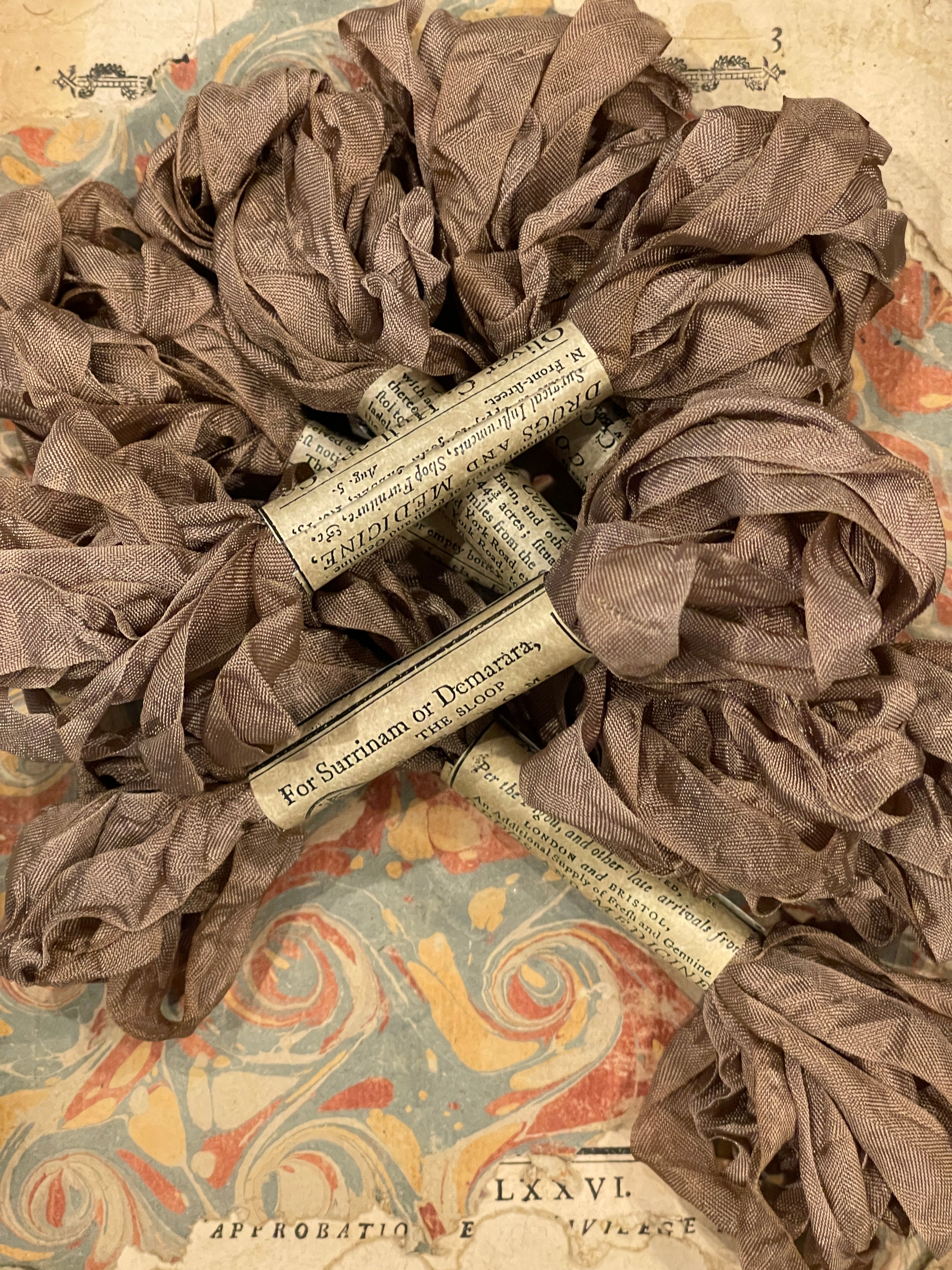 Distressed Aged Latte Ribbon Approximately 5 yards