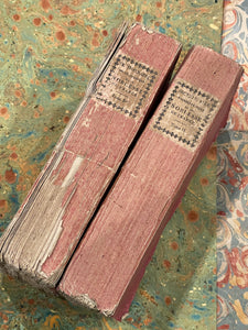 Antique 1816 - French Deckled Edge Red Paste Paper Dictionaire - The Set