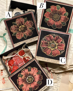 4" Square Italian Rosette Paper Mache Round Boxes