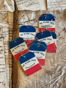 Rare Antique French Tags Set/6