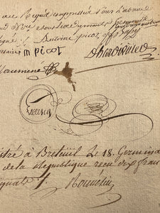 Original 1700's ORANGE/RED Stamped Antique French Script Document Pages