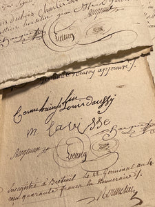 Original 1700's ORANGE/RED Stamped Antique French Script Document Pages