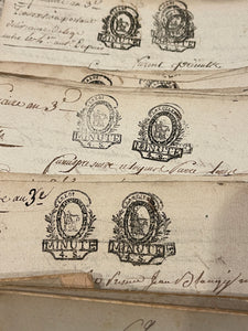 STUNNING 1700's Double Stamped Antique French Script Document Pages