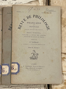 Antique French 1889 Revue De Philologie Books