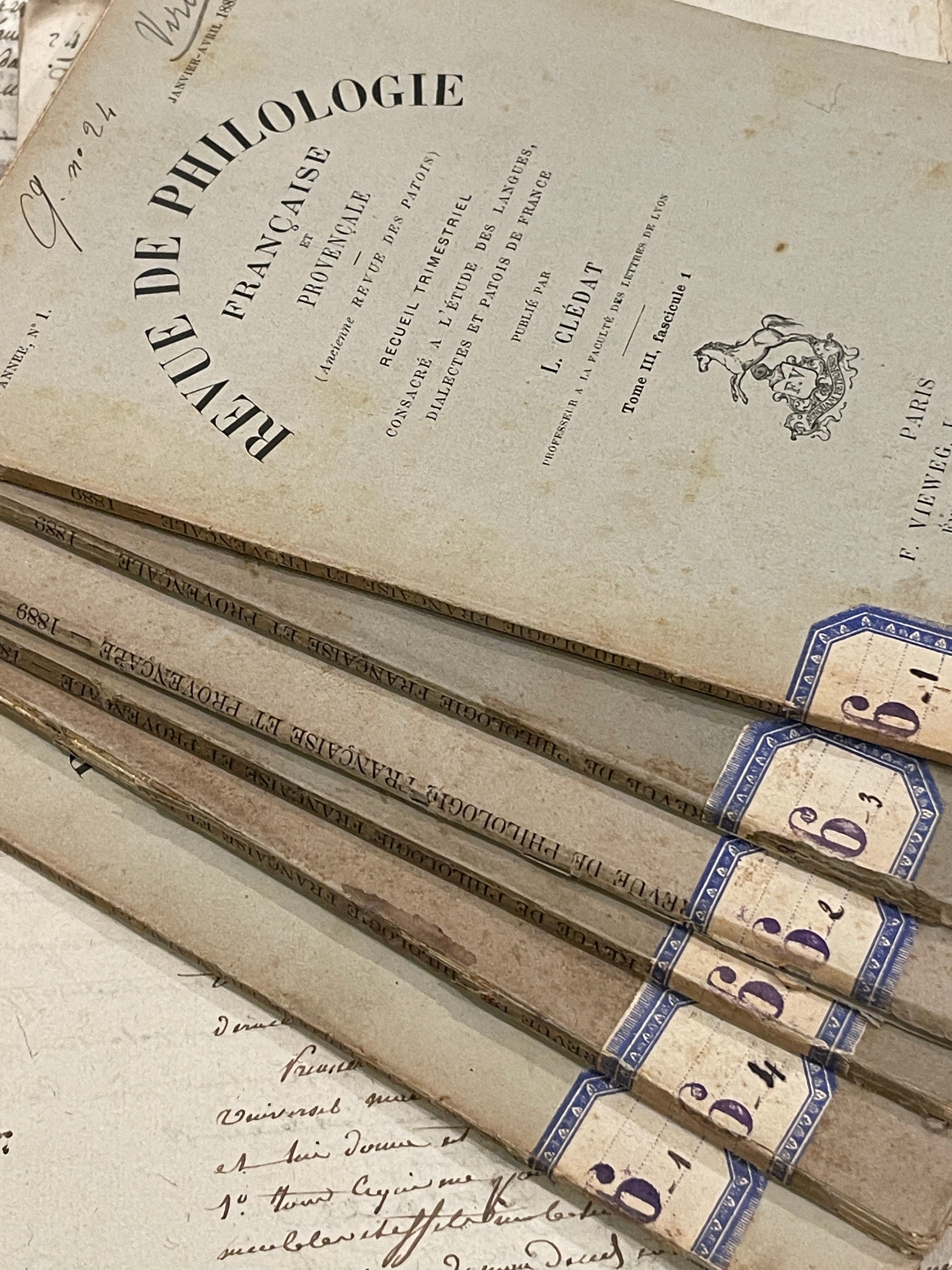 Antique French 1889 Revue De Philologie Books