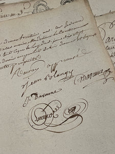 STUNNING 1700's Double Stamped Antique French Script Document Pages