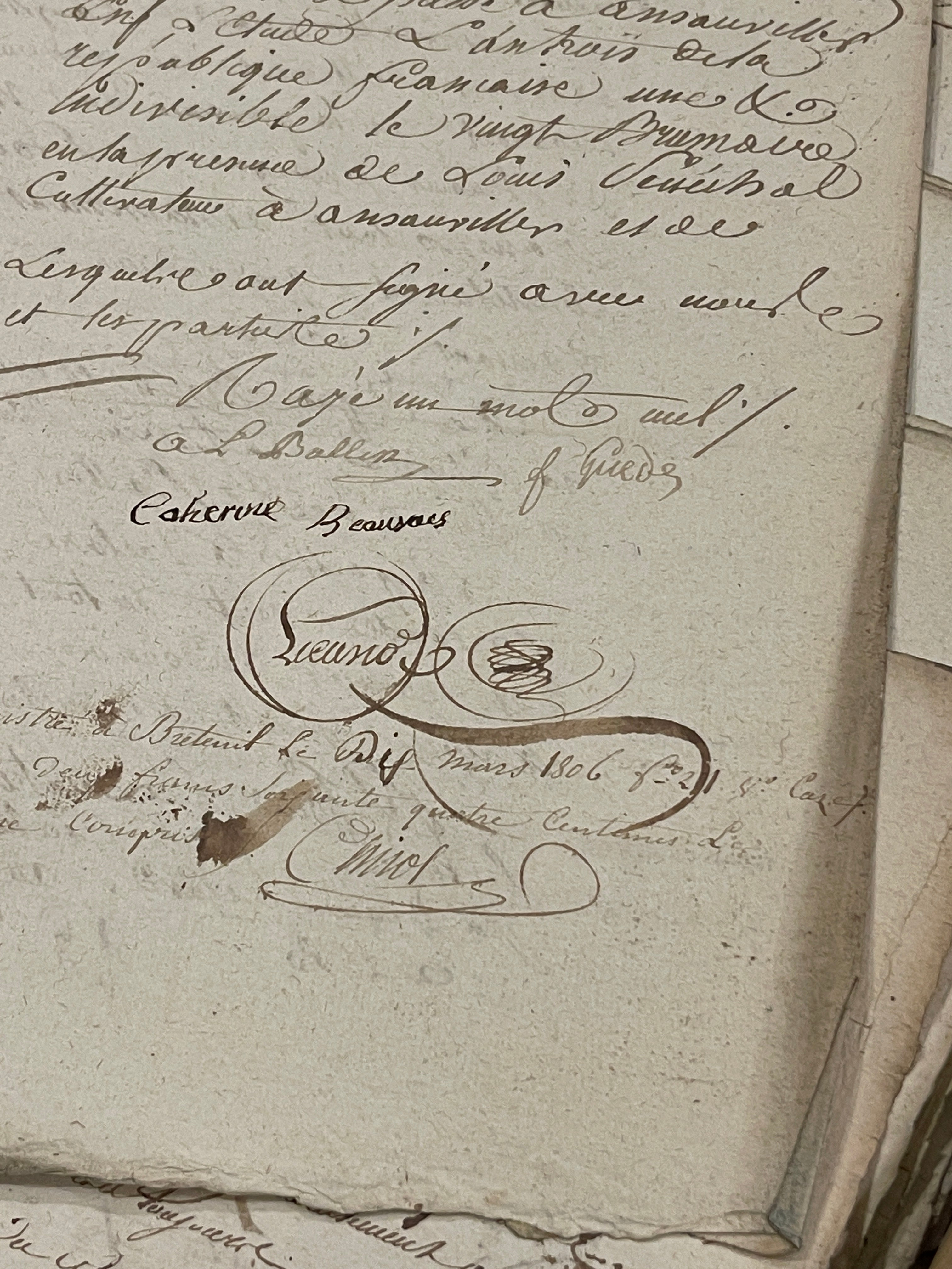 STUNNING 1700's Double Stamped Antique French Script Document Pages