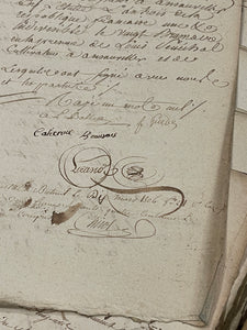 STUNNING 1700's Double Stamped Antique French Script Document Pages