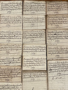 Original 1759's Stamped Antique French Script Document Pages