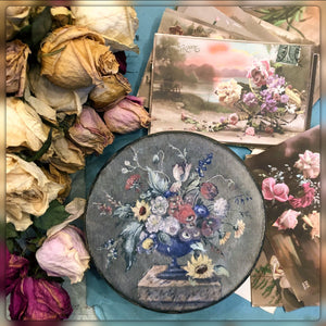 4" Floral Urn Paper Mache Round Boxes