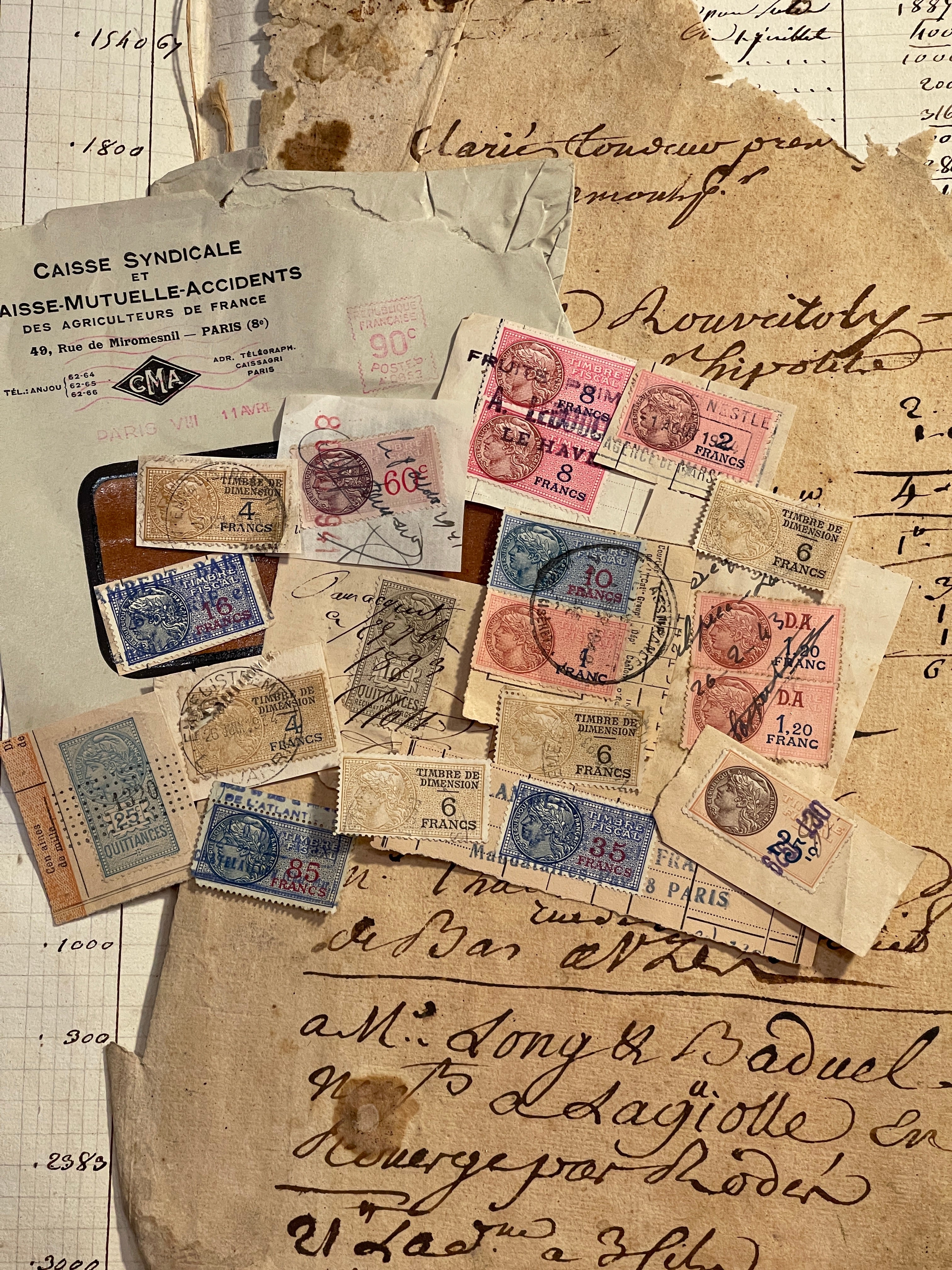 Rare Antique French Envelope with Stamps