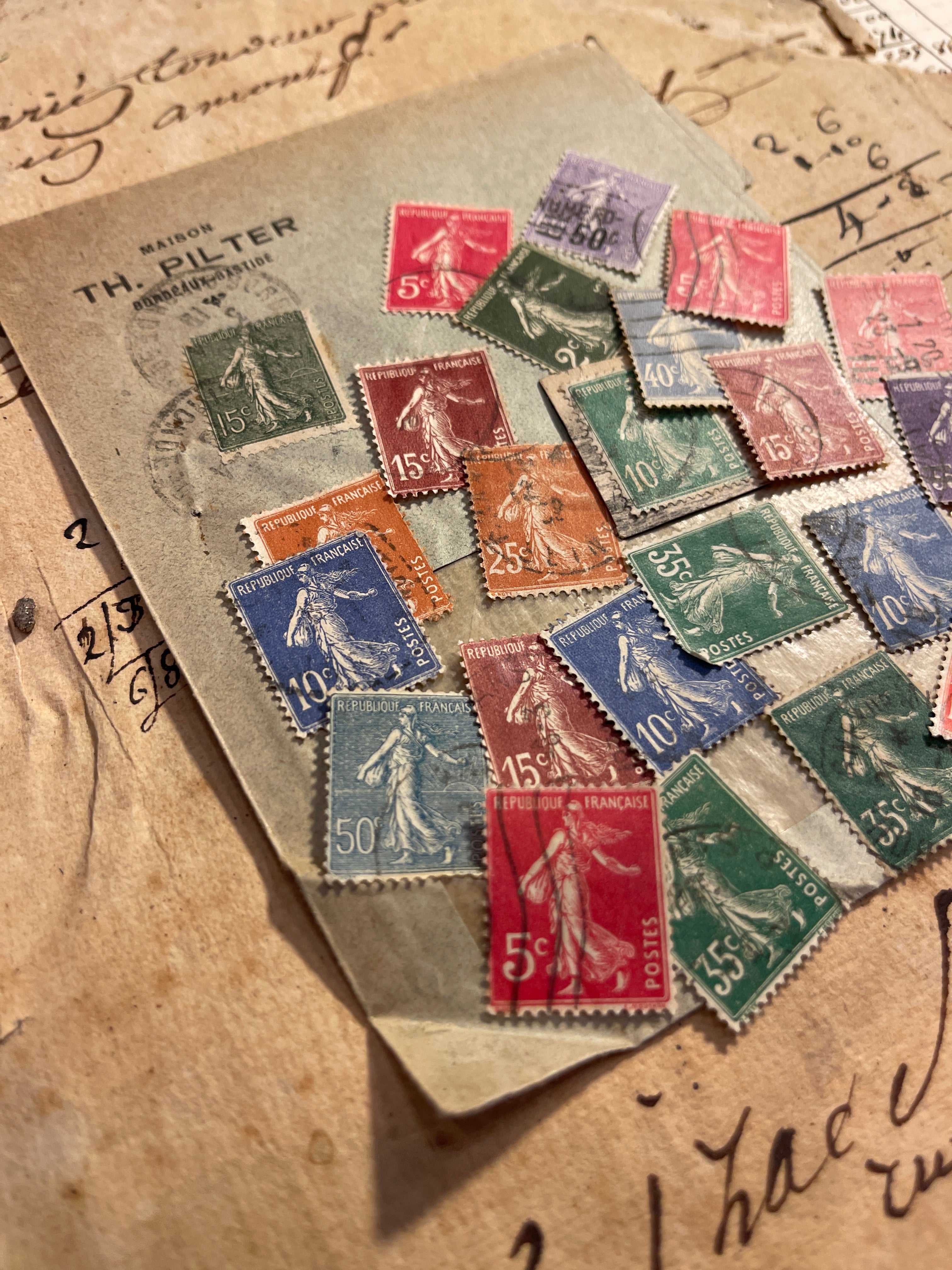 Rare Antique French Envelope with Stamps