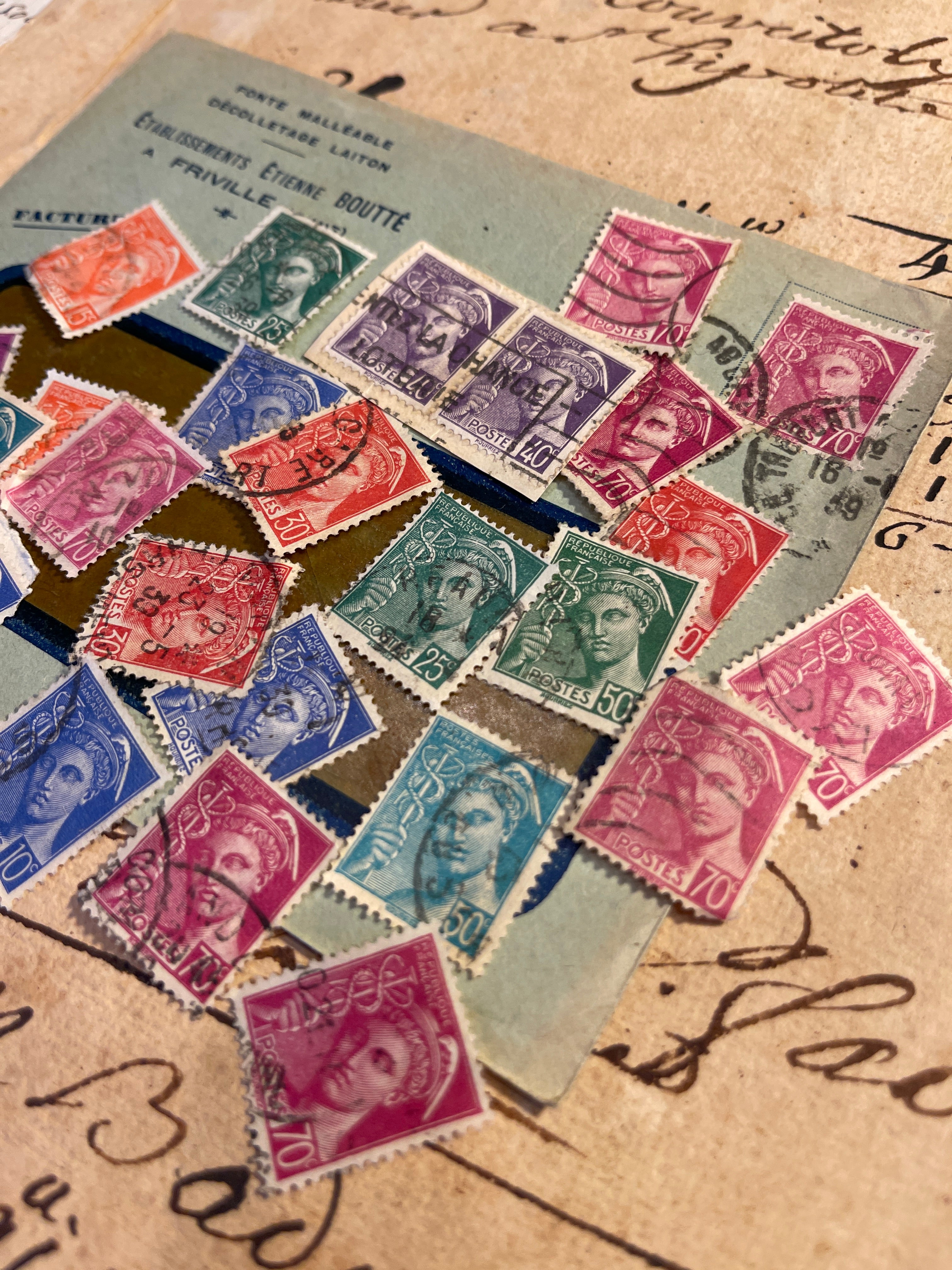 Rare Antique French Envelope with Stamps
