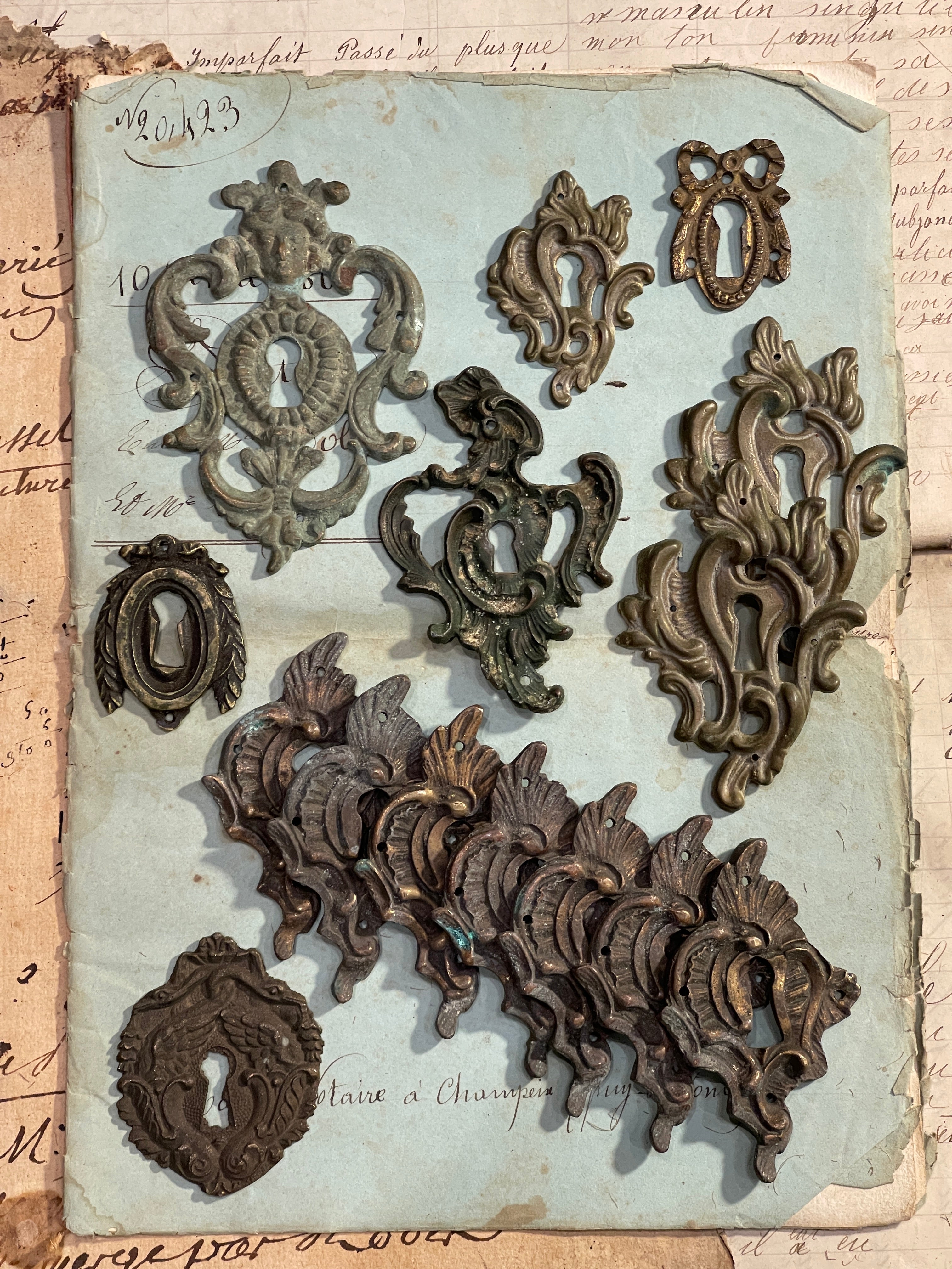 Ornate Antique French Escutcheons Keyhole Hardware