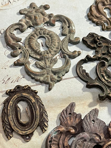 Ornate Antique French Escutcheons Keyhole Hardware