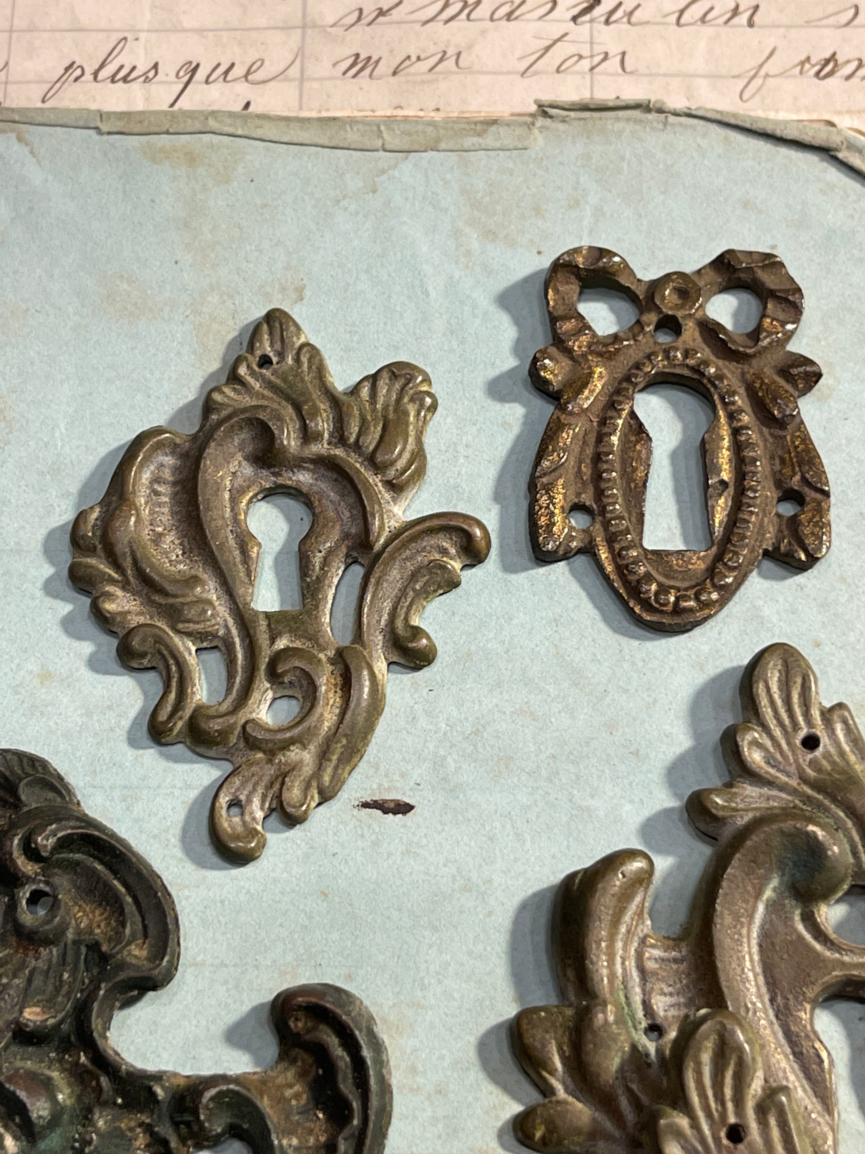 Ornate Antique French Escutcheons Keyhole Hardware