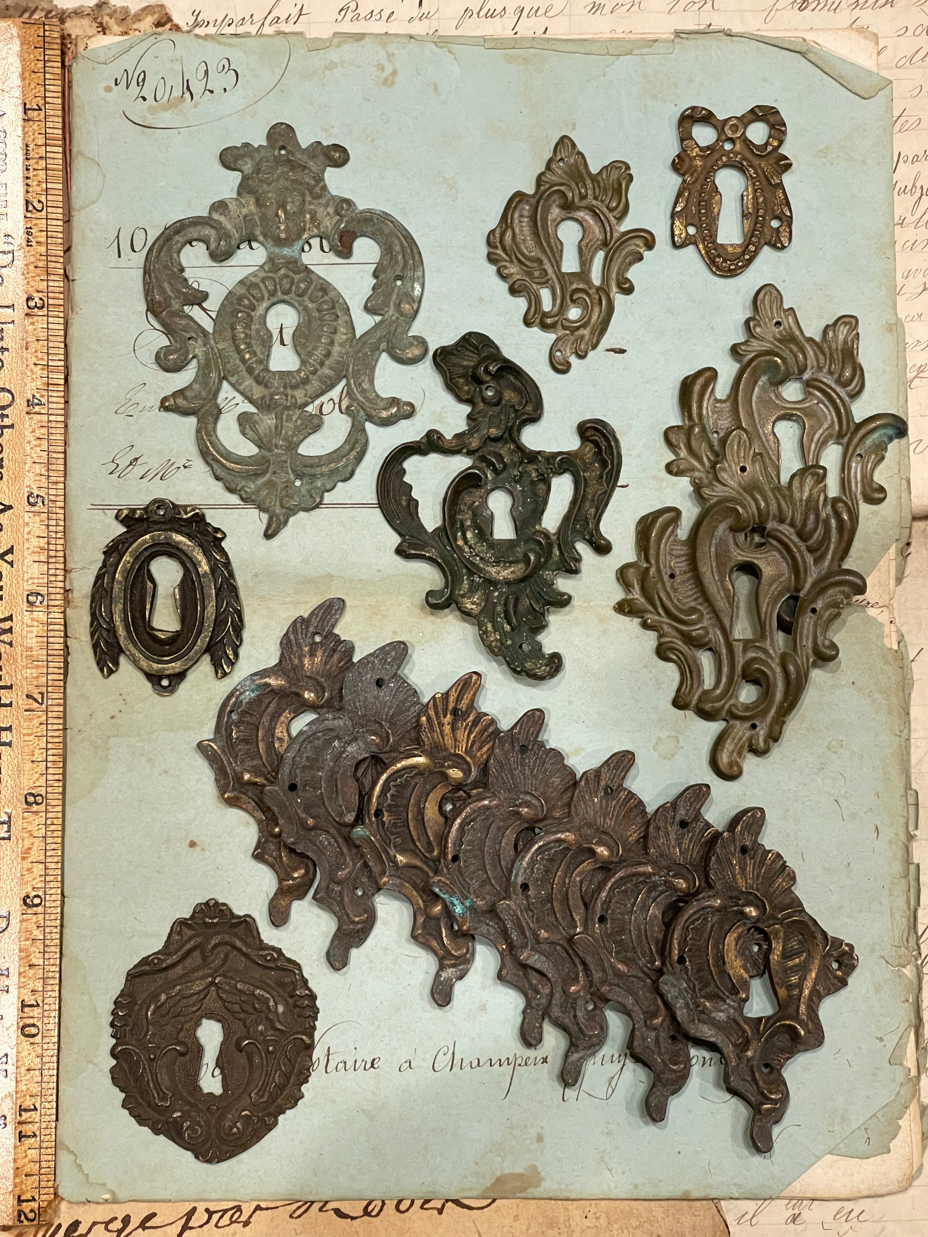 Ornate Antique French Escutcheons Keyhole Hardware