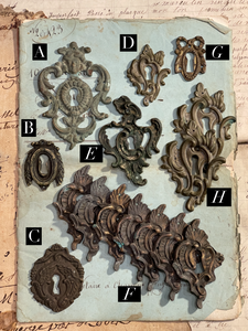 Ornate Antique French Escutcheons Keyhole Hardware