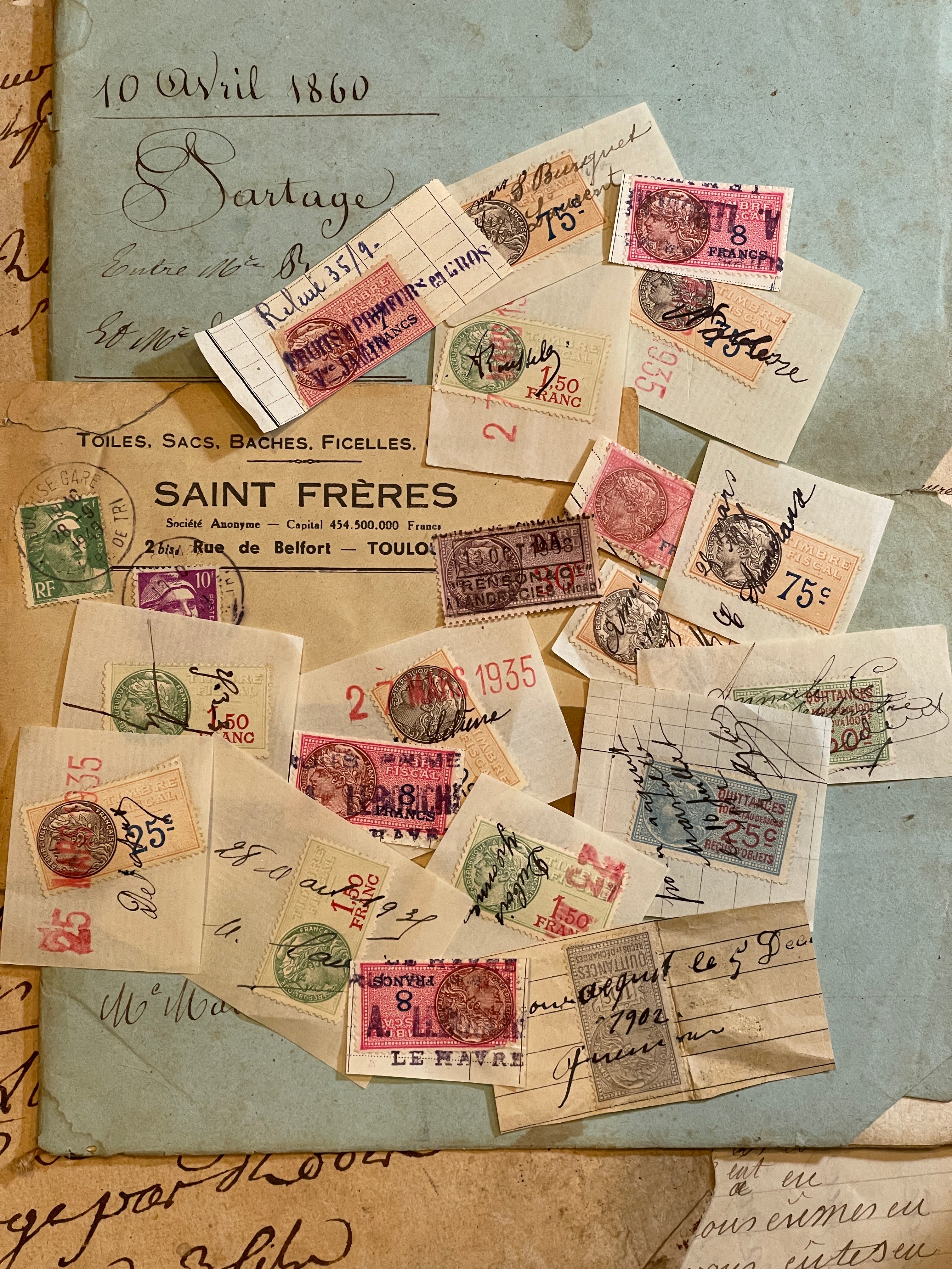 Rare Antique French Envelope with Stamps - 3