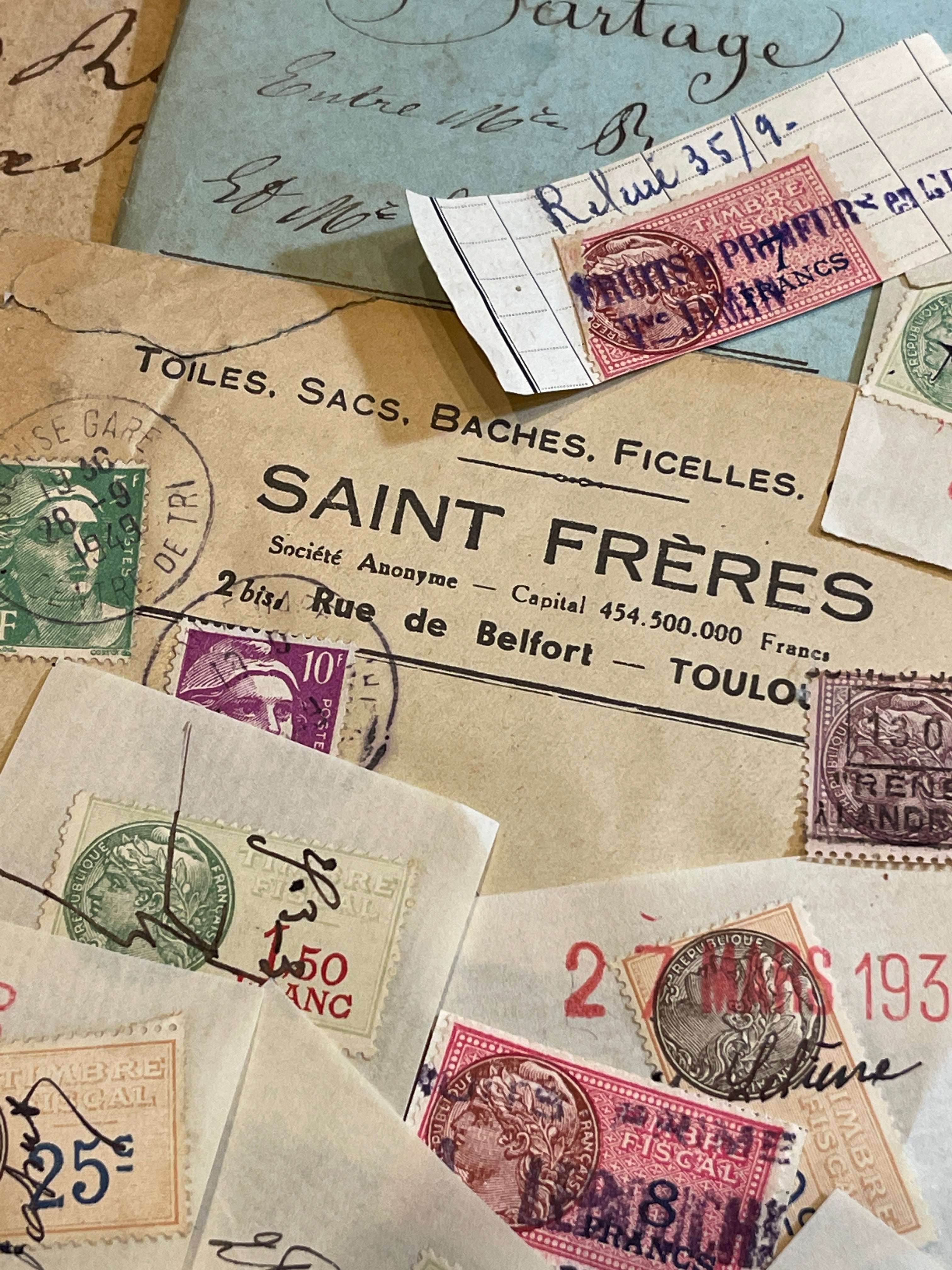 Rare Antique French Envelope with Stamps - 3