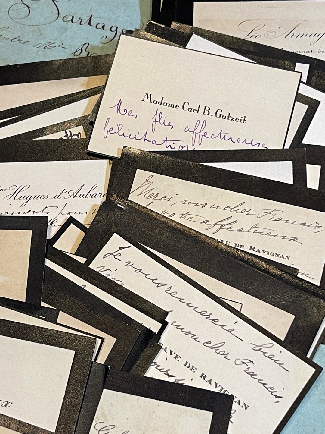 Vintage Mourning Calling Card Bundles in sets of 8