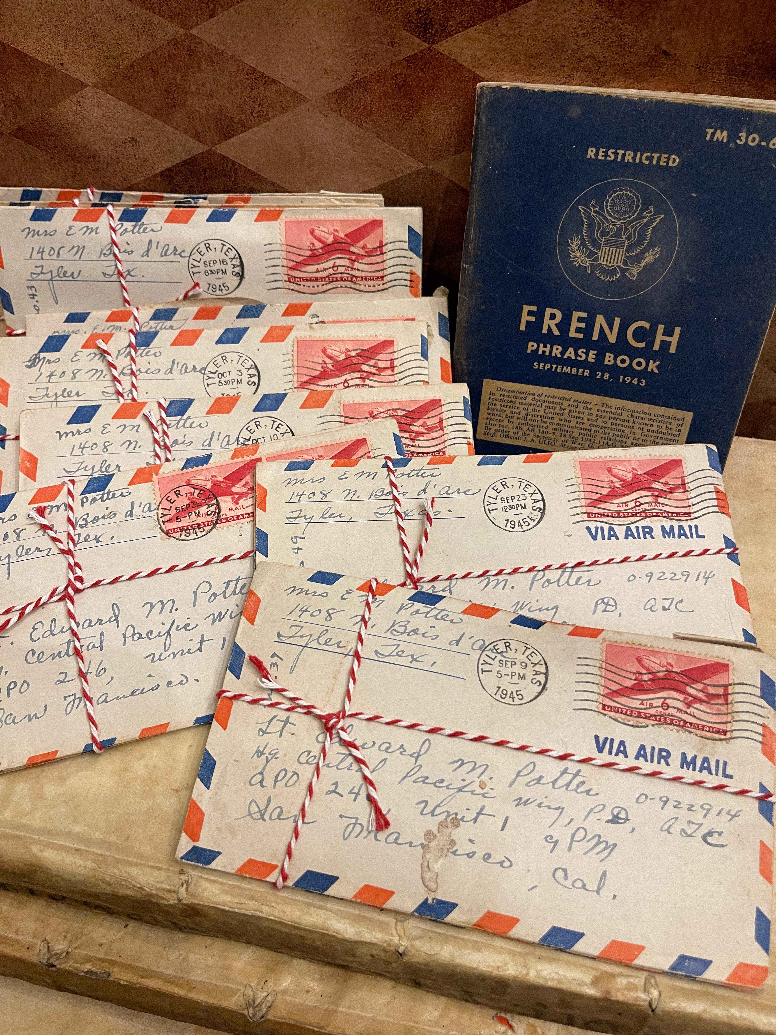 Vintage WWII Airmail letters in sets of 5