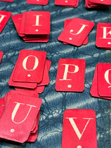 RARE 19th C Antique RED French Bone Alphabet Letters - Findings from France