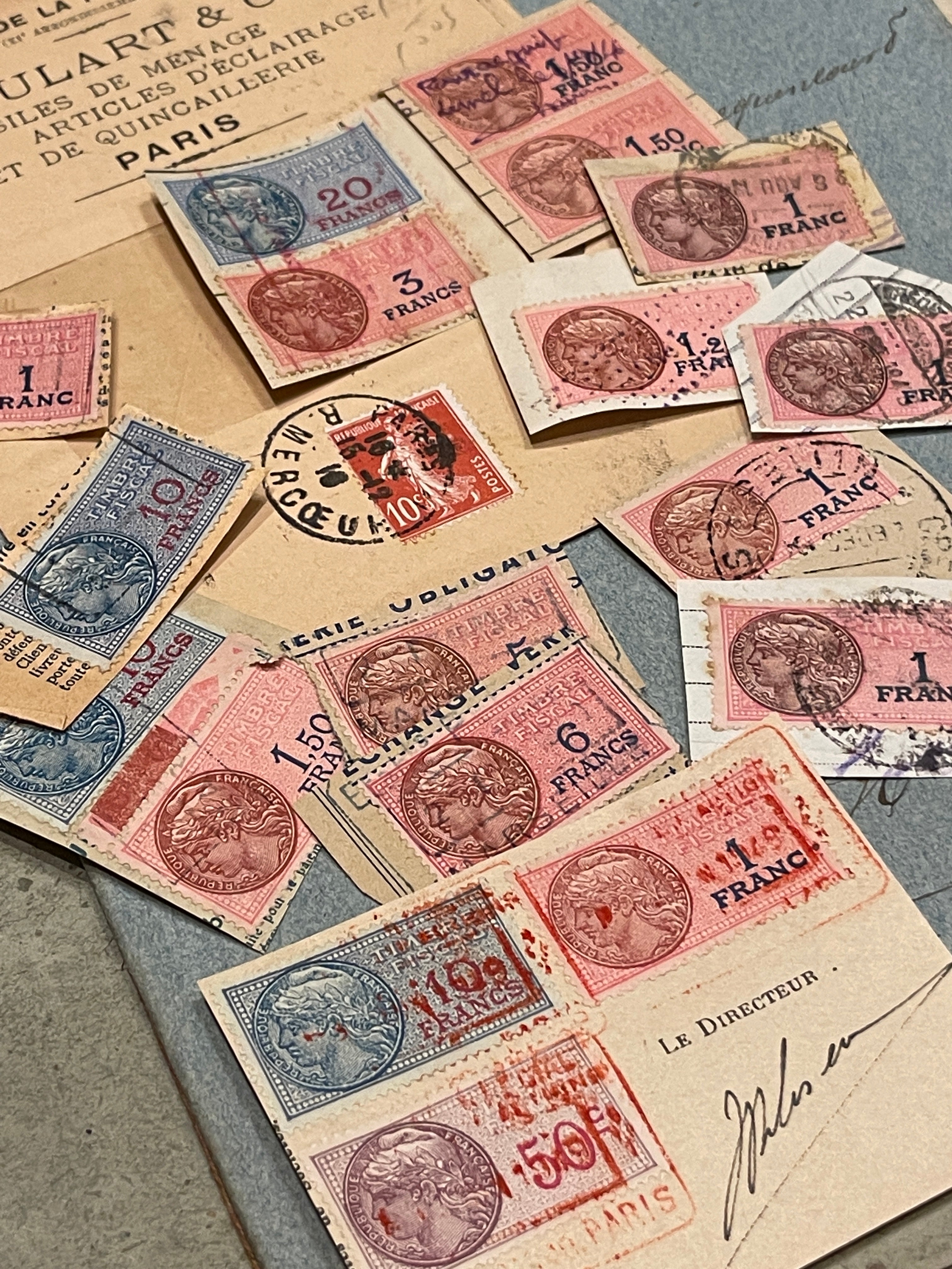 Rare Antique French Envelope with Stamps