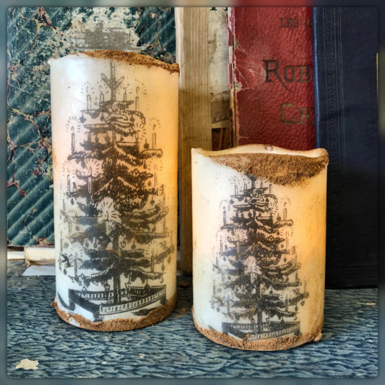 Flameless LED 4" or 6" Christmas Tree Pillar candle with timer - SPS272