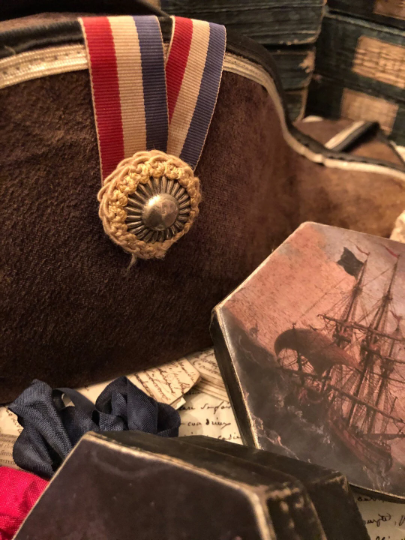 3.5” French Style Sailing Ship Hexagon Paper Mache Boxes