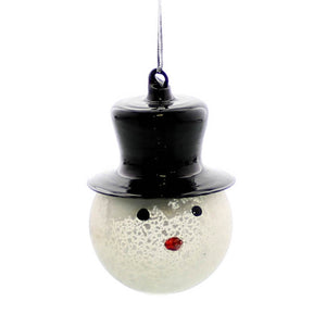 Glass Snowman Head Ornament