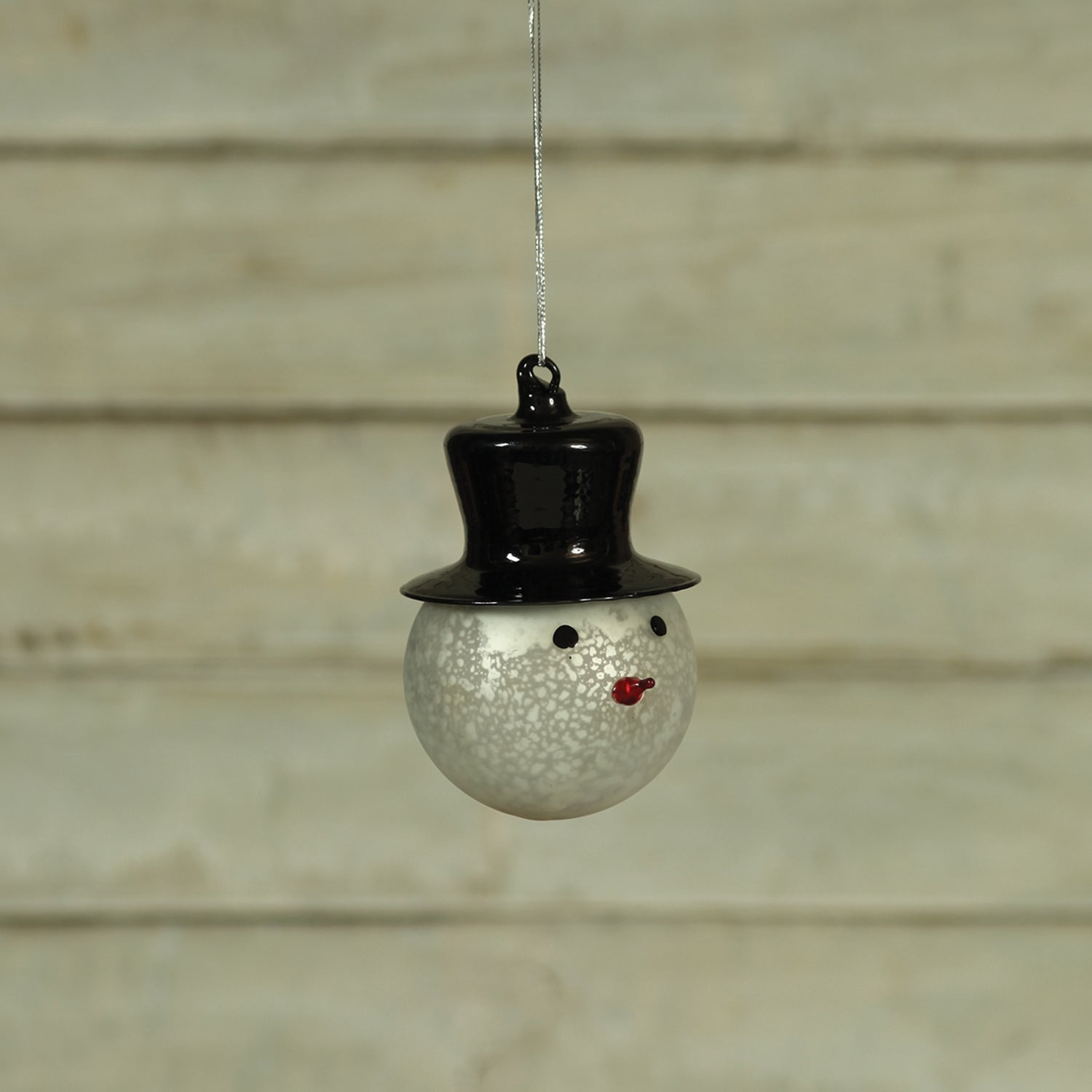 Glass Snowman Head Ornament