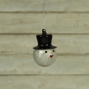 Glass Snowman Head Ornament
