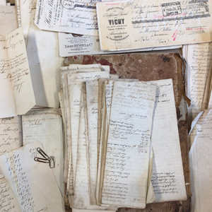 STUNNING Antique French Script Document Page