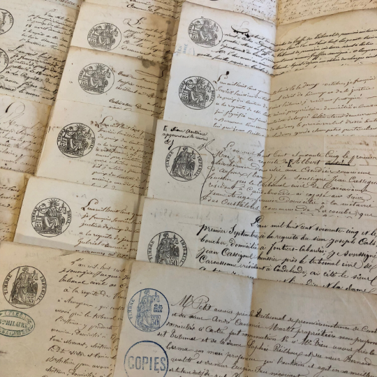 STUNNING Antique French Script Document Page