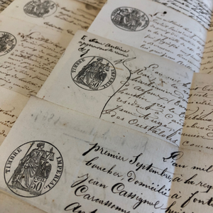 STUNNING Antique French Script Document Page