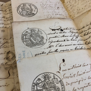STUNNING Antique French Script Document Page