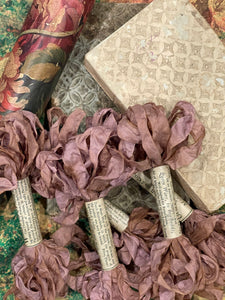 Distressed Aged  Berry Kisses Ribbon Approximately 5 yards