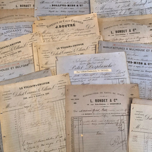 Antique French Documents in SHADES of BLUE/GREY