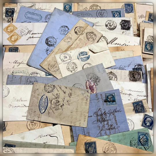 CUSTOM BLUE FOR SUSAN - Sets of 5 VERY Old Correspondence from France - 1800's